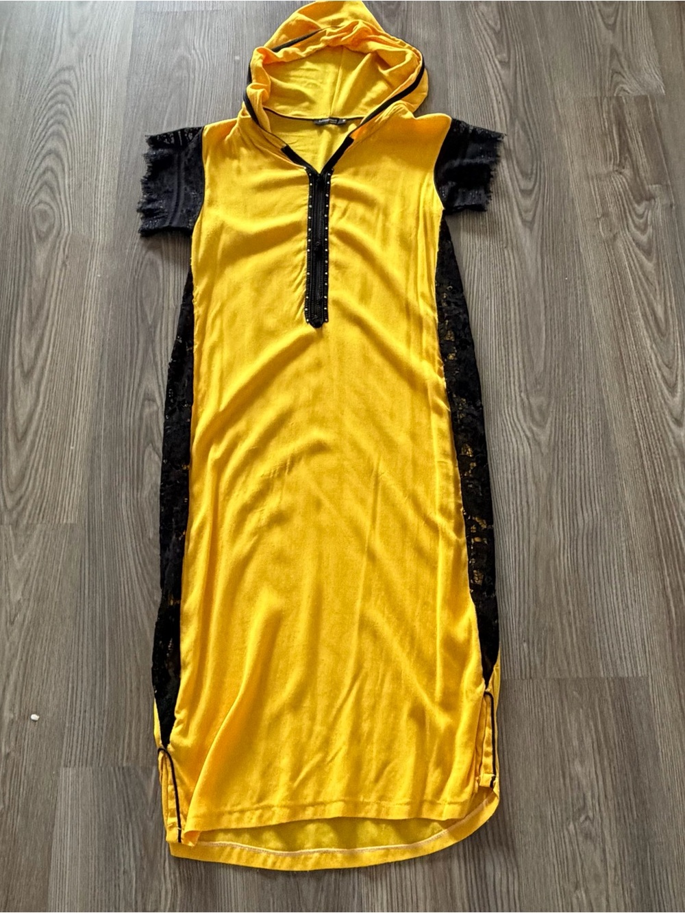 XS Yellow and Black Jellaba / Cover Up / Lounge Wear